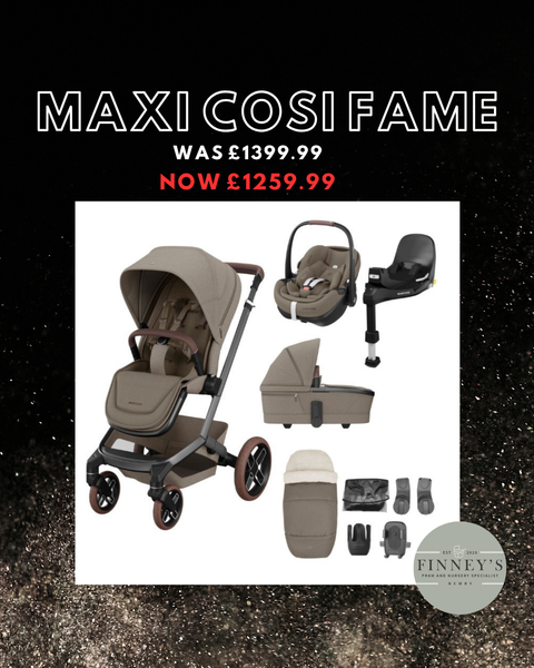 Black November - Maxi Cosi Fame 9pc Bundle - Twillic Truffle/Brown Wheels
