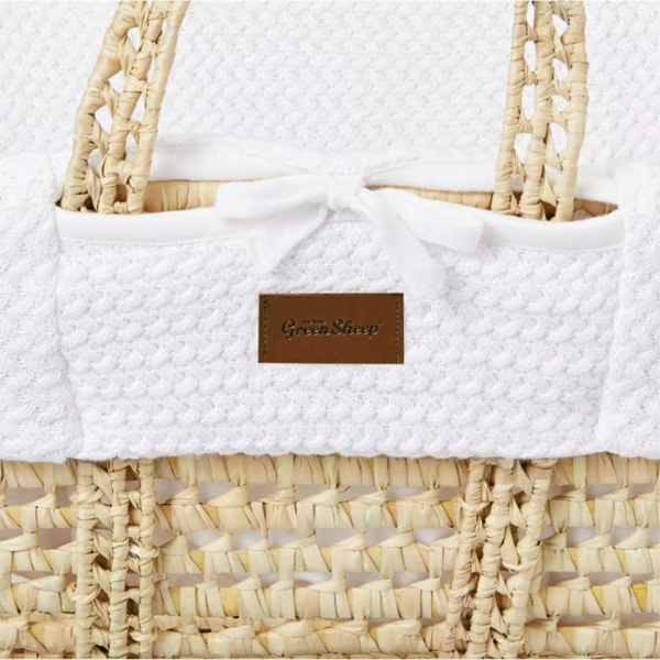 LGS Natural Wheat Knitted Moses Basket White