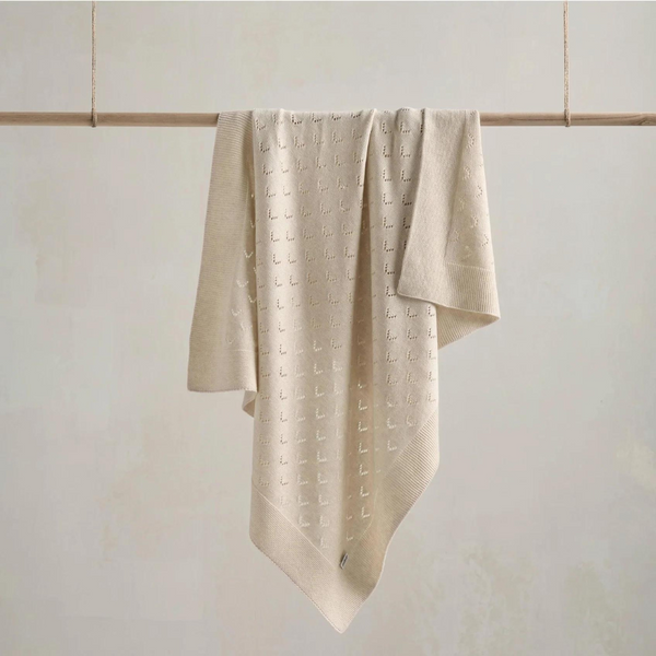 Mamas and Papas Born to Be Wild - Pointelle Blanket Oatmeal