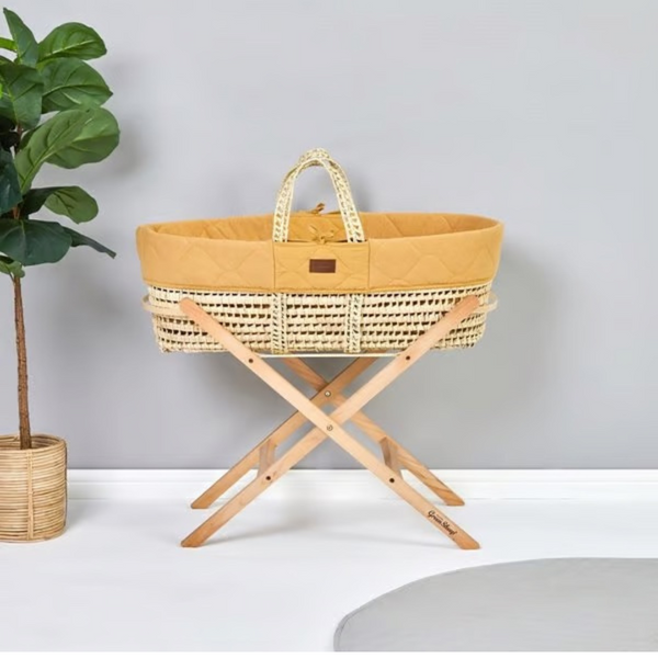 LGS Natural Quilted Moses Basket Honey