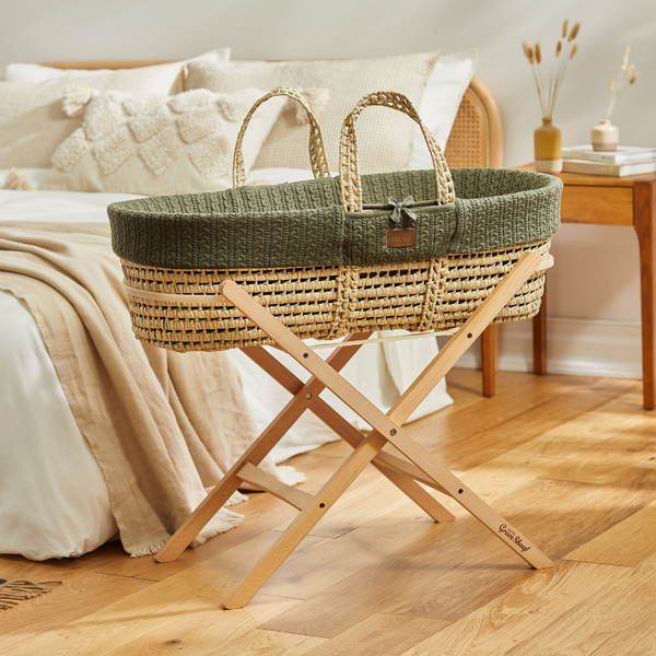 LGS Natural Knitted Moses Basket Juniper