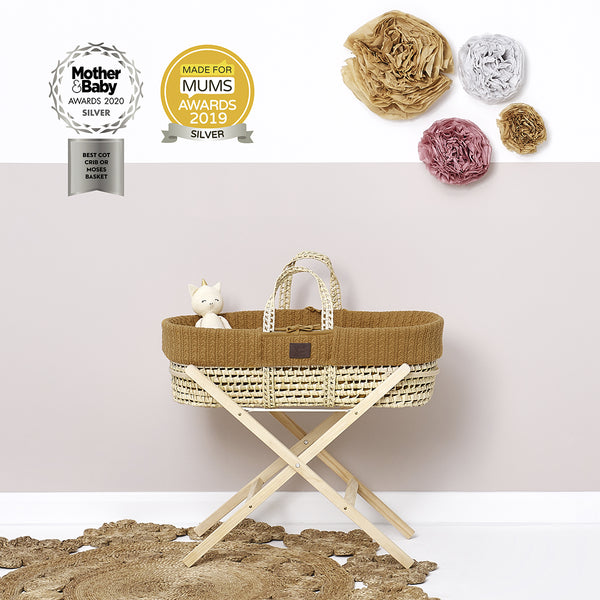 LGS Natural Knitted Moses Basket Honey