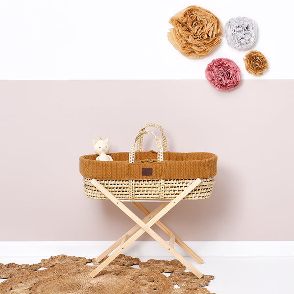 LGS Natural Knitted Moses Basket Honey