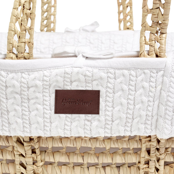 LGS Natural Knitted Moses Basket White