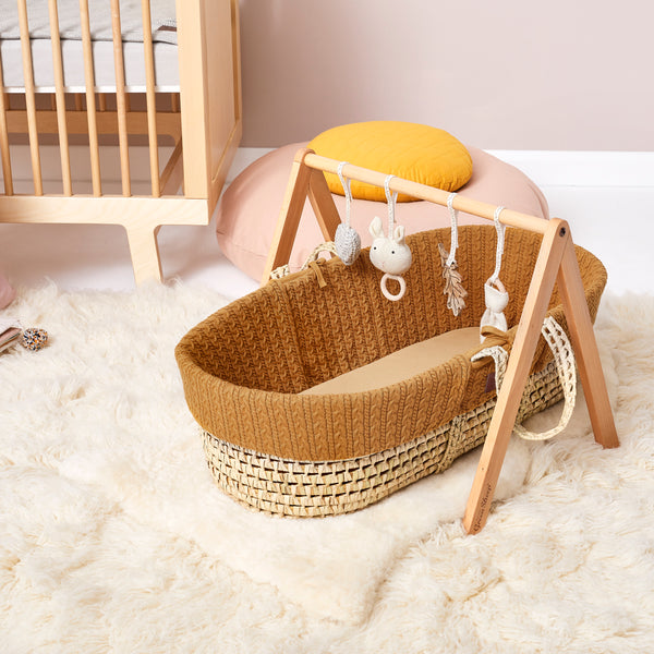 LGS Natural Knitted Moses Basket Honey