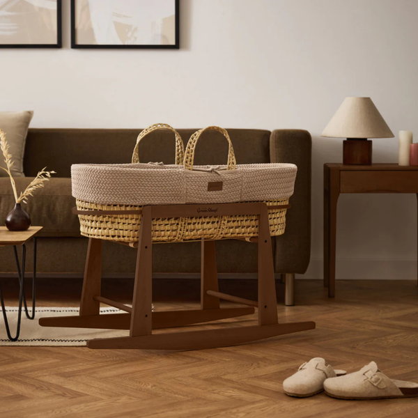 LGS Natural Wheat Knitted Moses Basket and Stand