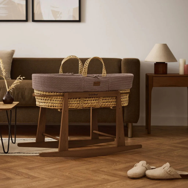 LGS Natural Wheat Knitted Moses Basket and Stand