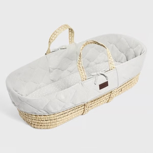 LGS Natural Quilted Moses Basket Dove Grey