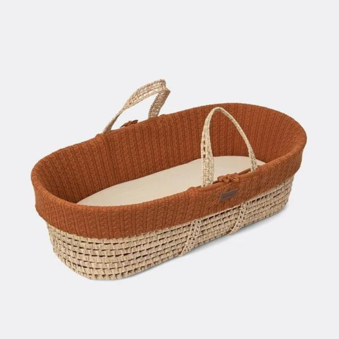 LGS Natural Knitted Moses Basket Terracotta