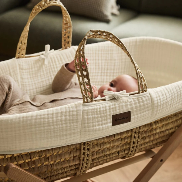 LGS Cotton Muslin Moses Basket Ecru