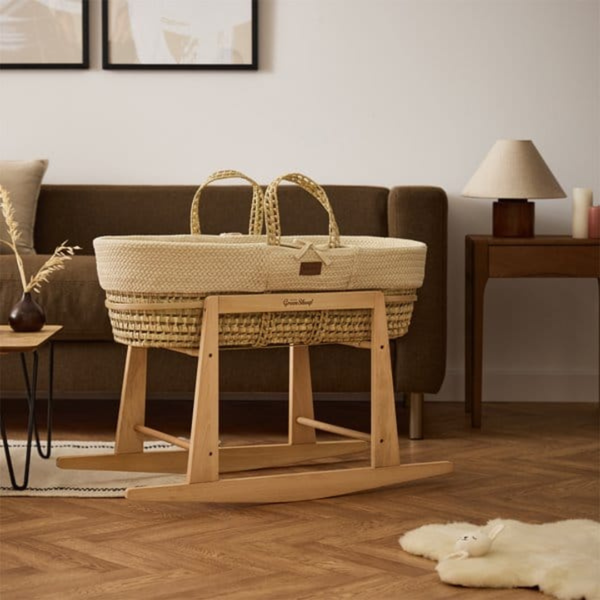 LGS Natural Wheat Knitted Moses Basket and Stand