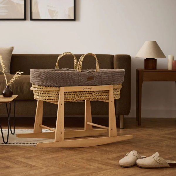 LGS Natural Wheat Knitted Moses Basket and Stand