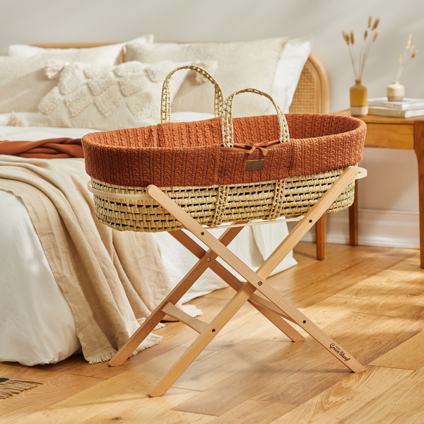 LGS Natural Knitted Moses Basket Terracotta