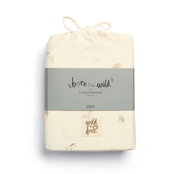 Mamas and Papas Born to Be Wild - Cotbed Fitted Sheets