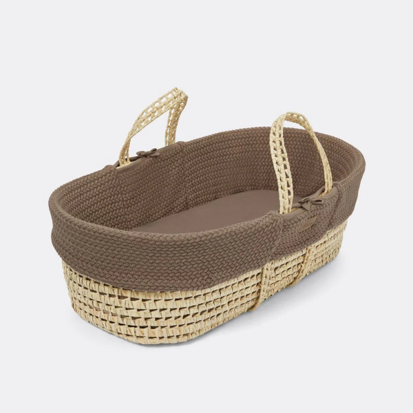 LGS Natural Wheat Knitted Moses Basket Cocoa