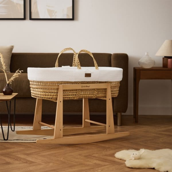 LGS Natural Wheat Knitted Moses Basket and Stand