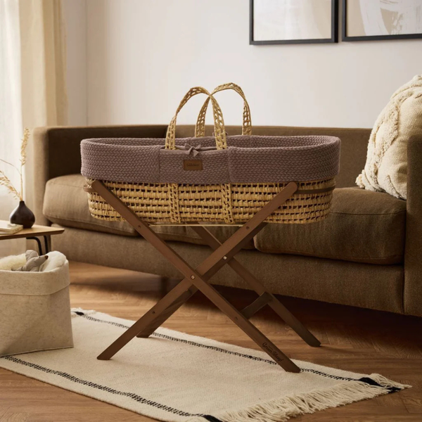 LGS Natural Wheat Knitted Moses Basket and Stand