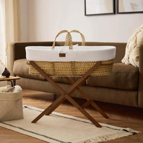 LGS Natural Wheat Knitted Moses Basket and Stand