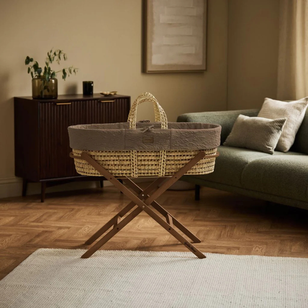 LGS Organic Furrow Knit Moses Basket and Stand