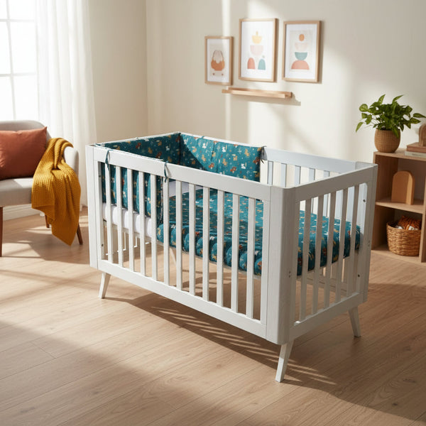 FORREST 3 Piece Reversible Cot Bed Set – Organic Cotton Baby Bedding - Jungle