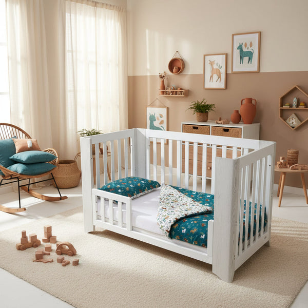 FORREST 3 Piece Reversible Cot Bed Set – Organic Cotton Baby Bedding - Jungle