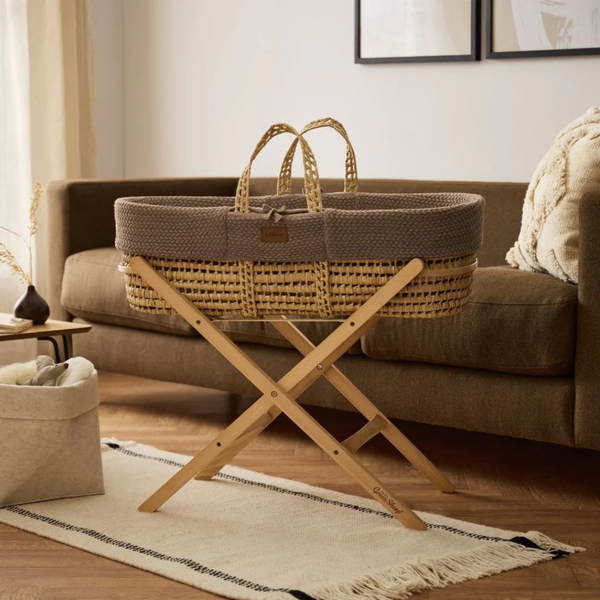 LGS Natural Wheat Knitted Moses Basket and Stand