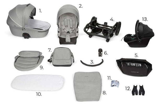 Noordi Fjordi V1 Leather 3-in-1 Travel System – Eco-Leather Pram with ThermoCot™ & i-Size Car Seat