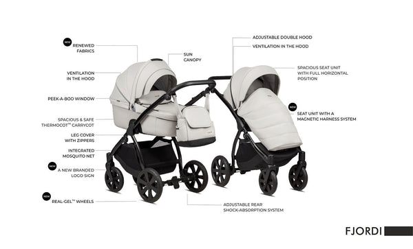 Noordi Fjordi V1 Leather 3-in-1 Travel System – Eco-Leather Pram with ThermoCot™ & i-Size Car Seat