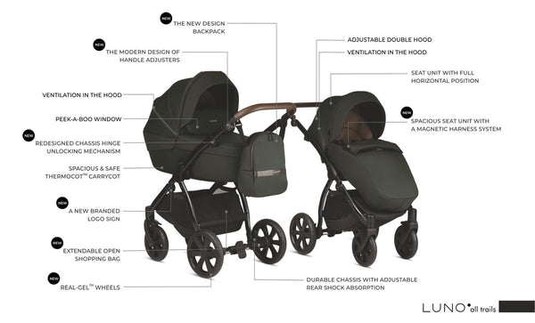 Noordi Luno All Trails 3in1 with Travel Carrier Car Seat