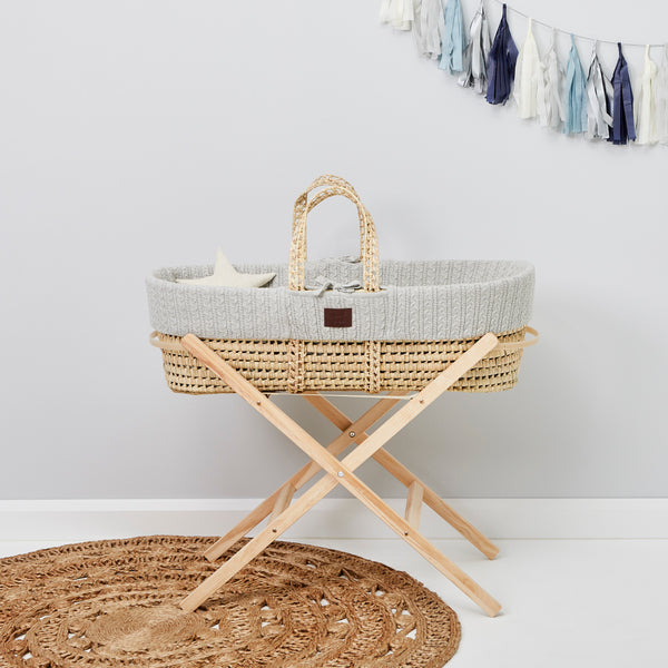LGS Natural Knitted Moses Basket Dove Grey