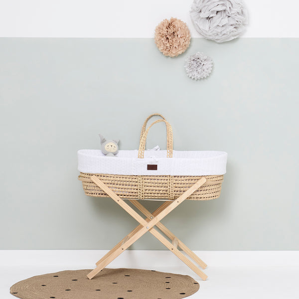 LGS Natural Knitted Moses Basket White