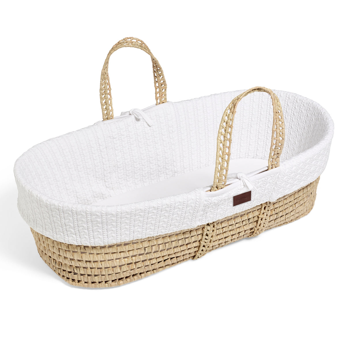 LGS Natural Knitted Moses Basket White