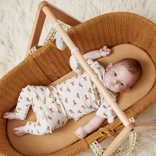 LGS Natural Knitted Moses Basket Honey