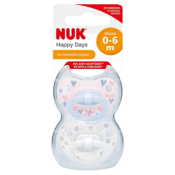 NUK Happy Days Silicone Soother Size 1 - Pack of 2