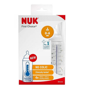 NUK First Choice Temperature Control Bottle Silicone 300ml 4pk